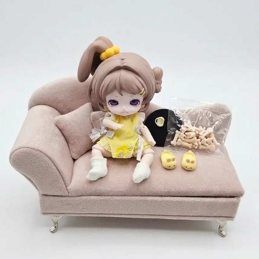 [BUNJANG] 1/12 Scale Doll Sofa Set - Pink / 1/12 인형 소파 세트 핑크