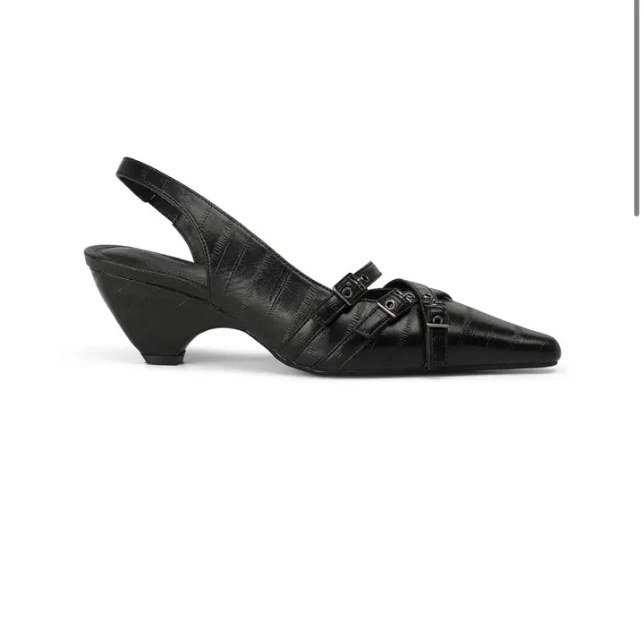 [BUNJANG] DEINET Black Buckle Strap Slingbacks / 다이닛 구두 스트랩 슬링백 블랙