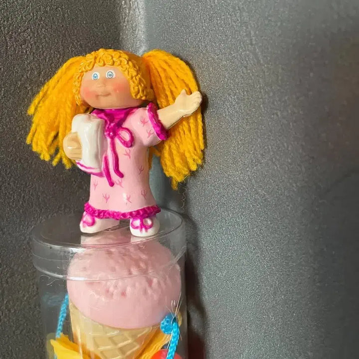 [BUNJANG] 1983s Yellow Hair Pink Pajama Mini Cabbage Doll (Rare) / 1983s/옐로우헤어에 핑크 파자마가 귀여운 빈티지 미니양배추(rare)