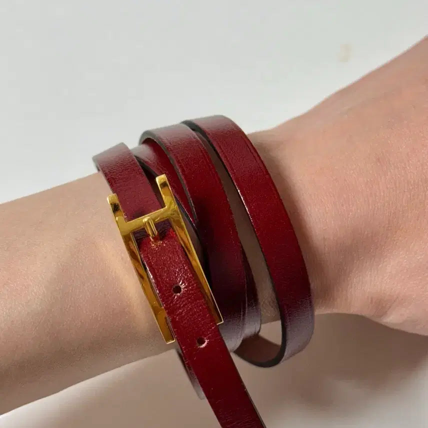 [BUNJANG] Hermes Behapi Triple Tour Bracelet Burgundy / 에르메스 비하피 팔찌