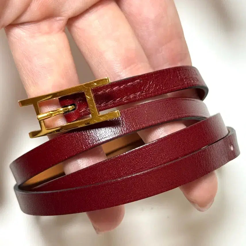 [BUNJANG] Hermes Behapi Triple Tour Bracelet Burgundy / 에르메스 비하피 팔찌