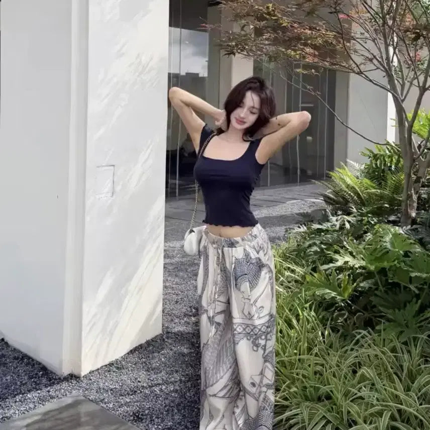 [BUNJANG] Imported Clothing Navy Ethnic Flowy Pants / 수입의류 네이비 에스닉 찰랑 팬츠