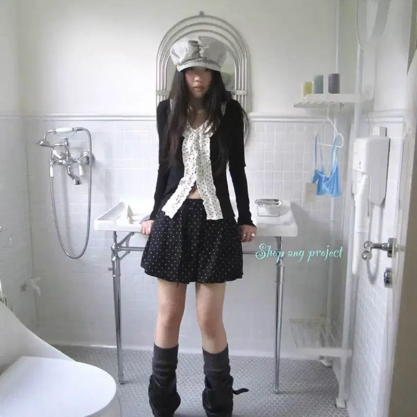 [BUNJANG] Ang Project Dot Skirt Black / Ang project 도트 스커트 블랙
