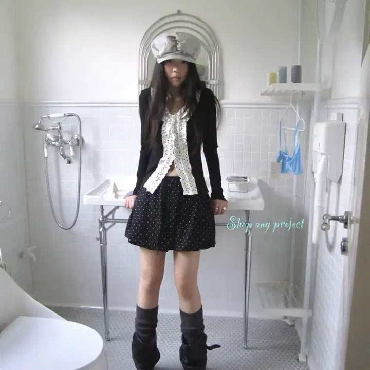 [BUNJANG] Ang Project Dot Skirt Black / Ang project 도트 스커트 블랙