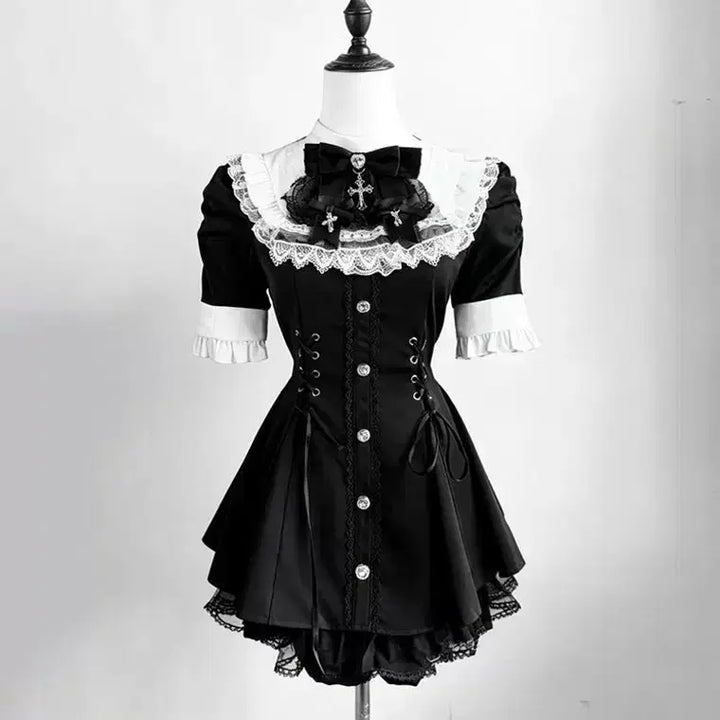 [SOLD OUT] 지뢰계 고딕러플 셋업(3종색상)블랙 핑크 블루