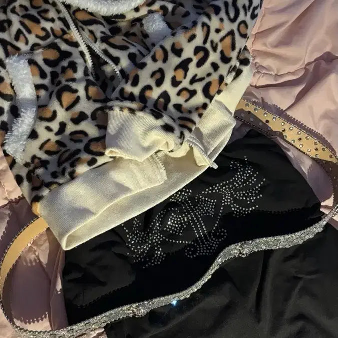 [BUNJANG] Leopard Print Hoodie Set / 갸루 옷 세트 호피 후드집업 세트 판매 양도