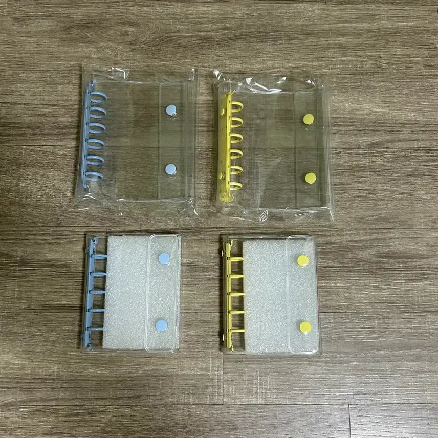 [BUNJANG] Transparent 6-Ring Binder Set (Blue, Yellow) - 4 Piece Bundle / [4개 일괄] 투명 6공 바인더 블루 옐로우