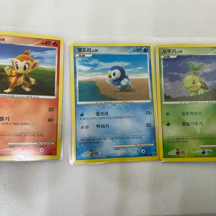 [BUNJANG] Pokemon DP 4th Gen Starter Evolution Trading Cards - Chimchar, Piplup, Turtwig / 2010년dp 4세대 스타팅 불꽃숭이, 팽도리, 모부기 고전카드포켓몬카드