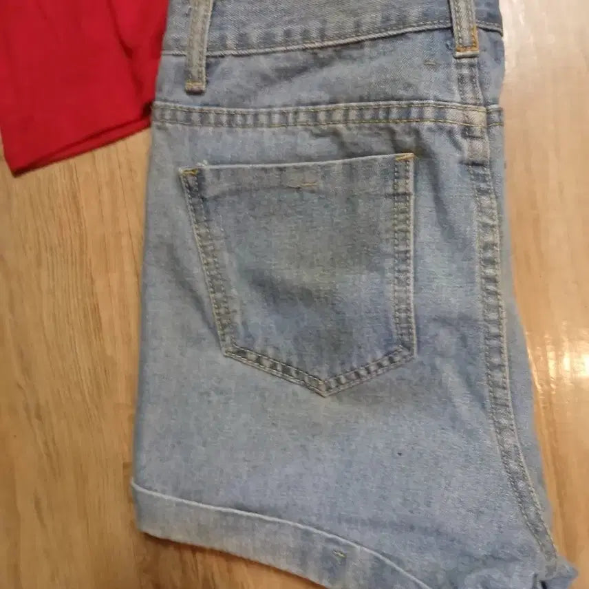[BUNJANG] Denim Shorts &amp; Beige Shorts Set (3 Items) / 청반바지/베이지 반바지 3종 세트/M