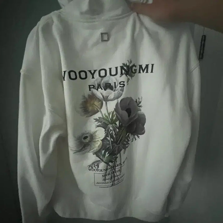 [BUNJANG] Wooyoungmi 23FW Flower Logo Hoodie White / 23fw 우영미 플라워 후드 급처분
