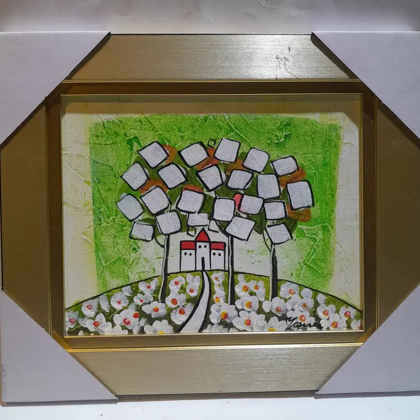 [BUNJANG] Oil Painting Framed Landscape with House / 유화 그림 액자 나무집 풍경화