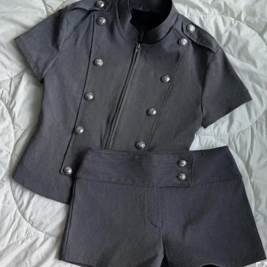 [BUNJANG] Napoleon Short-Sleeve Jacket Charcoal / [정가103.700]쇼핑몰 나폴레옹반팔자켓 차콜색