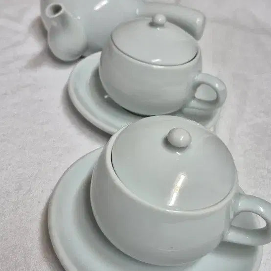 [BUNJANG] White Porcelain Tea Set with Teapot and 2 Cups / 깔끔한 디자인의 백자 다기 세트예요주전자와 찻잔 2개