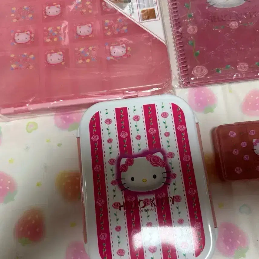 [BUNJANG] Sanrio Hello Kitty Classic Rose Kitty Lunch Box Container Set / 고전 키티 도시락 케이스 보관함 세트 장미키티