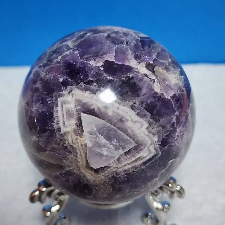 [BUNJANG] Natural Amethyst Sphere &amp; Obelisk Set with Stand / 천연 크리스탈 자수정 구체(5.5cm)+받침대포함
