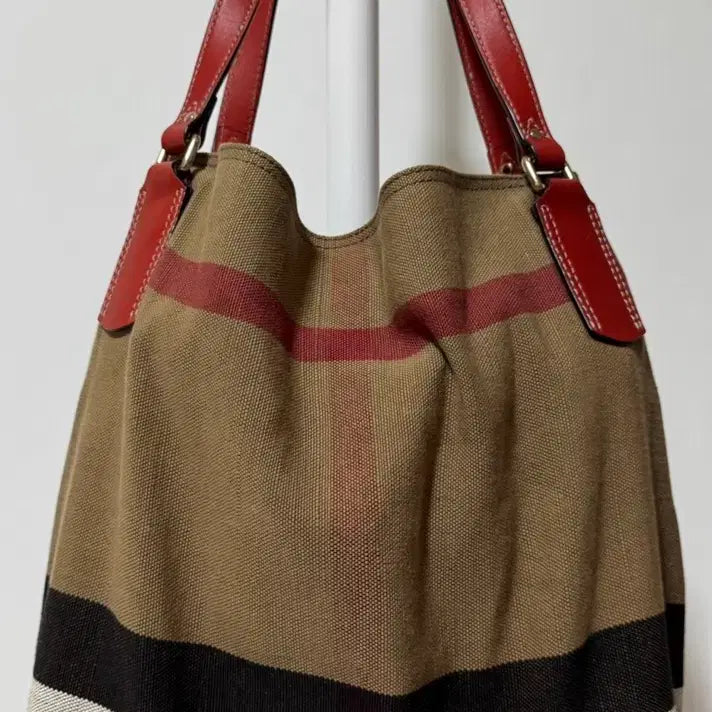 [BUNJANG] Burberry Canvas Check Medium Maidstone Hobo Shoulder Bag Red / 버버리 캔버스 체크 숄더백