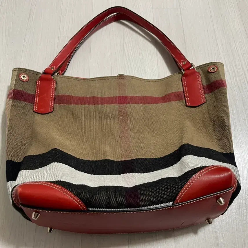 [BUNJANG] Burberry Canvas Check Medium Maidstone Hobo Shoulder Bag Red / 버버리 캔버스 체크 숄더백