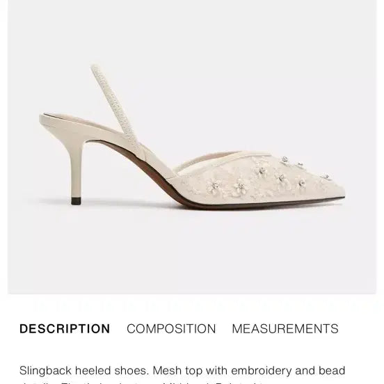 [BUNJANG] Zara Beaded Slingback Heels / ZARA 메쉬 비즈 힐 240 (자라 웨딩 슈즈)