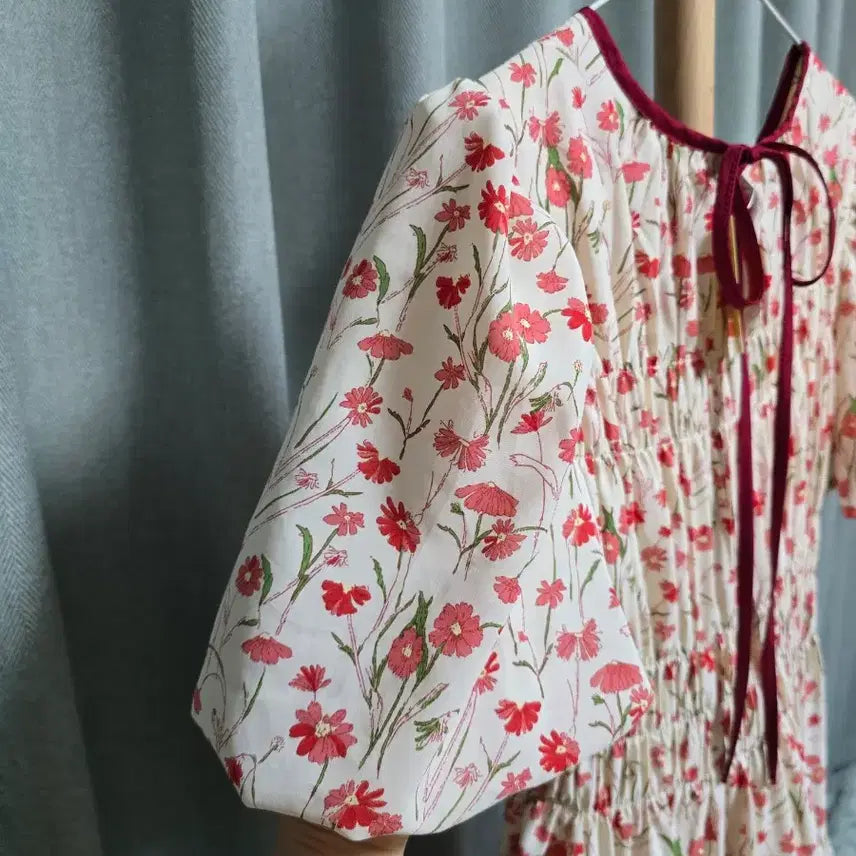 [BUNJANG] Flower Chiffon Dress - Ivory / 새상품) 플라워 쉬폰 원피스 아이보리
