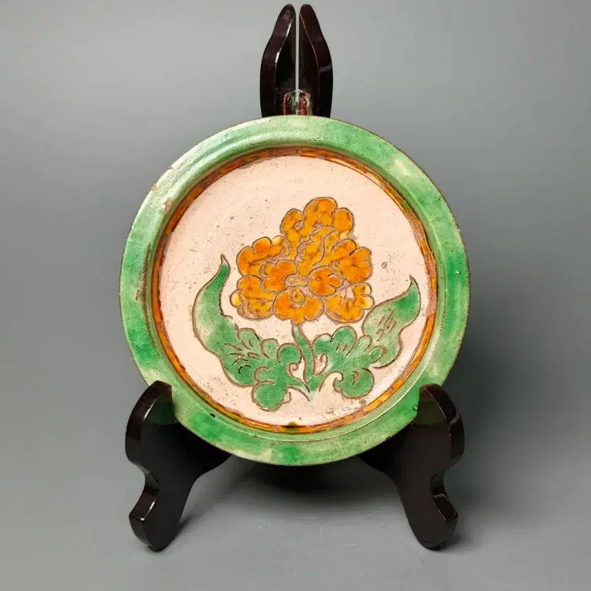 [BUNJANG] Authentic Liao Dynasty Celadon Porcelain Three-Color Floral Motif Large Plate / [진품] 요대 출토품 삼채 화훼문 대반 중국도자기 골동품 고미술품 수집품