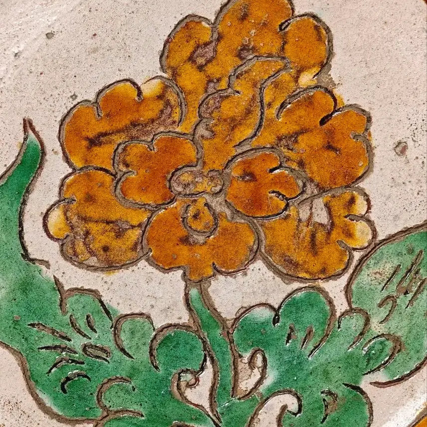 [BUNJANG] Authentic Liao Dynasty Celadon Porcelain Three-Color Floral Motif Large Plate / [진품] 요대 출토품 삼채 화훼문 대반 중국도자기 골동품 고미술품 수집품