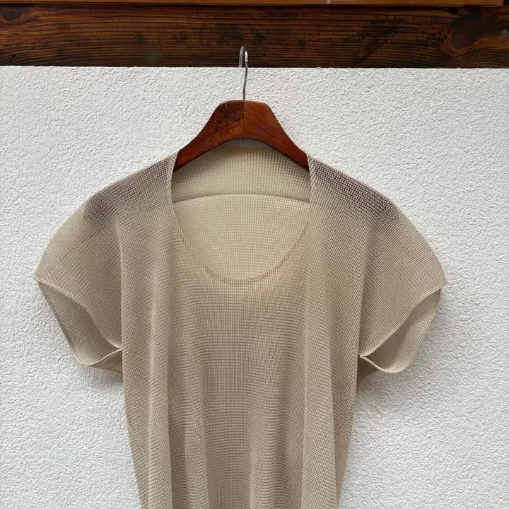 [BUNJANG] Pleats Please Beige Top / 플리츠플리즈 베이지탑