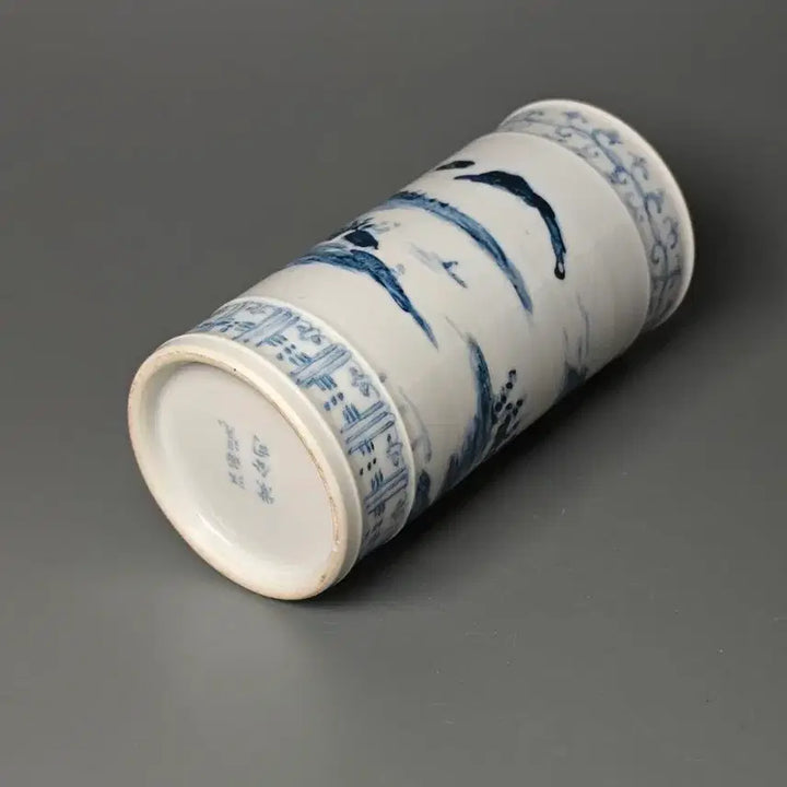 [BUNJANG] Republic of China Blue and White Porcelain Landscape Cylindrical Brush Pot / 민국 청화백자 산수문 원통형 필통 중국도자기 골동품 수집품