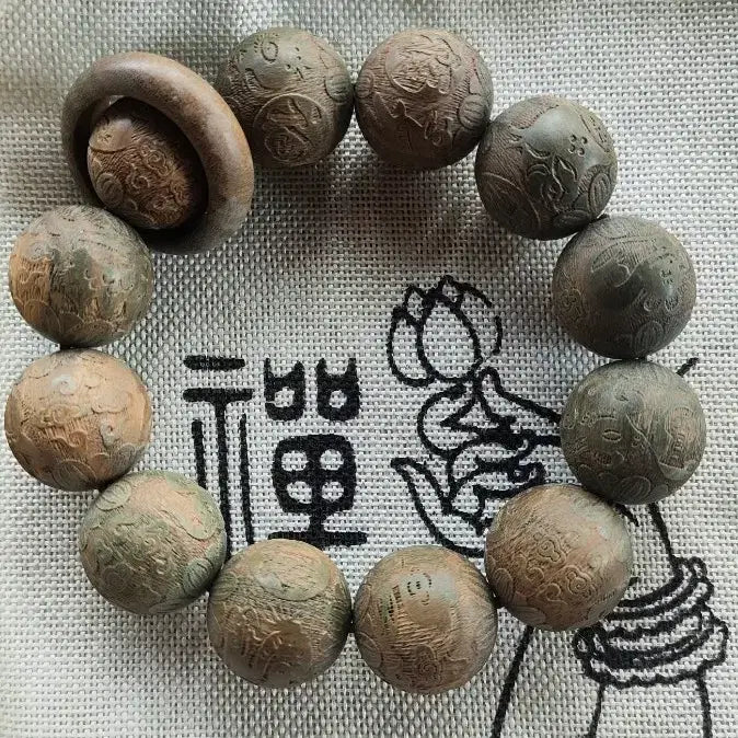 [BUNJANG] 12 Zodiac Signs Agalloch Wood Bracelet 20mm / 최고급 12지신 복자 침수 녹단 노료 향: 중상 20mm