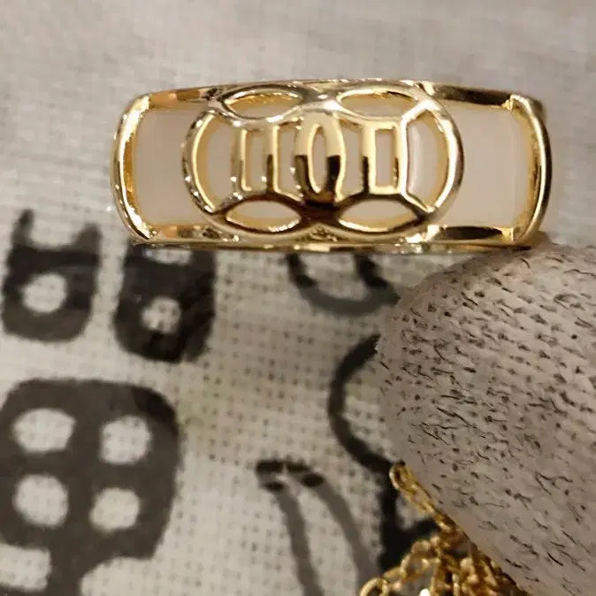 [BUNJANG] Jade Ring (20mm, Size 10) with 45cm Plated Necklace Set / 옥반지20mm10호 +45cm도금 목걸이 세트