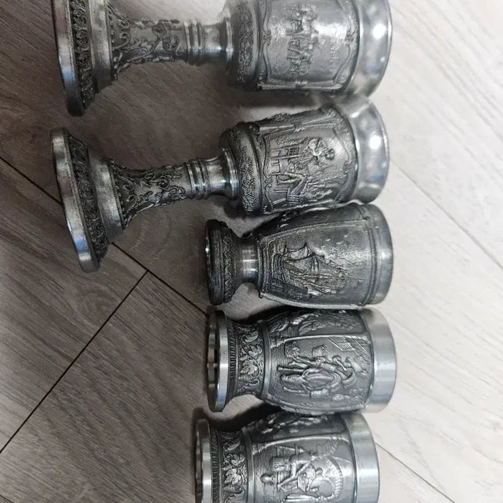 [BUNJANG] Antique Pewter Goblet Set (5 pcs) / 앤틱 주석 고블렛 잔 5개