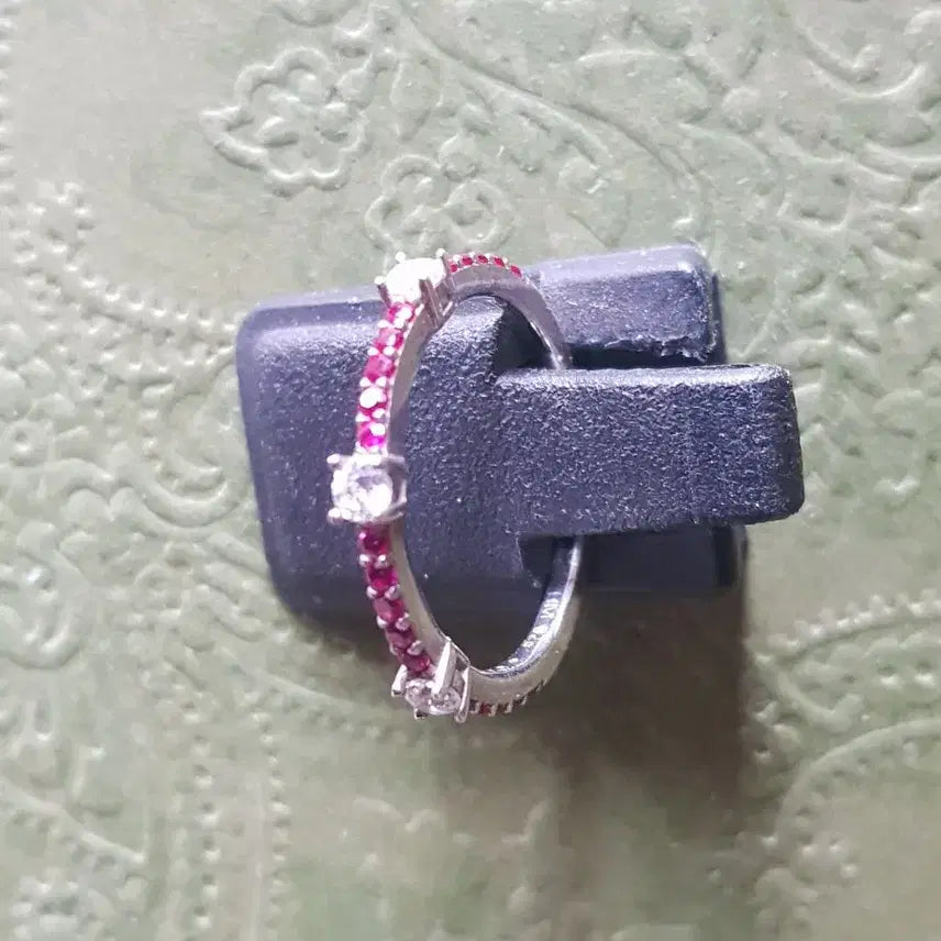 [BUNJANG] Ruby and White Stone Silver Ring / 루비 실버 반지