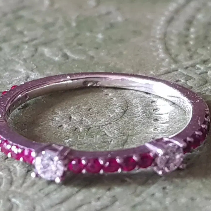 [BUNJANG] Ruby and White Stone Silver Ring / 루비 실버 반지