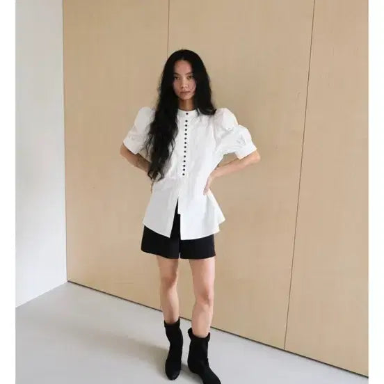 [BUNJANG] Haveben Puff Sleeve Blouse White / 해브빈 퍼프 블라우스 havebin