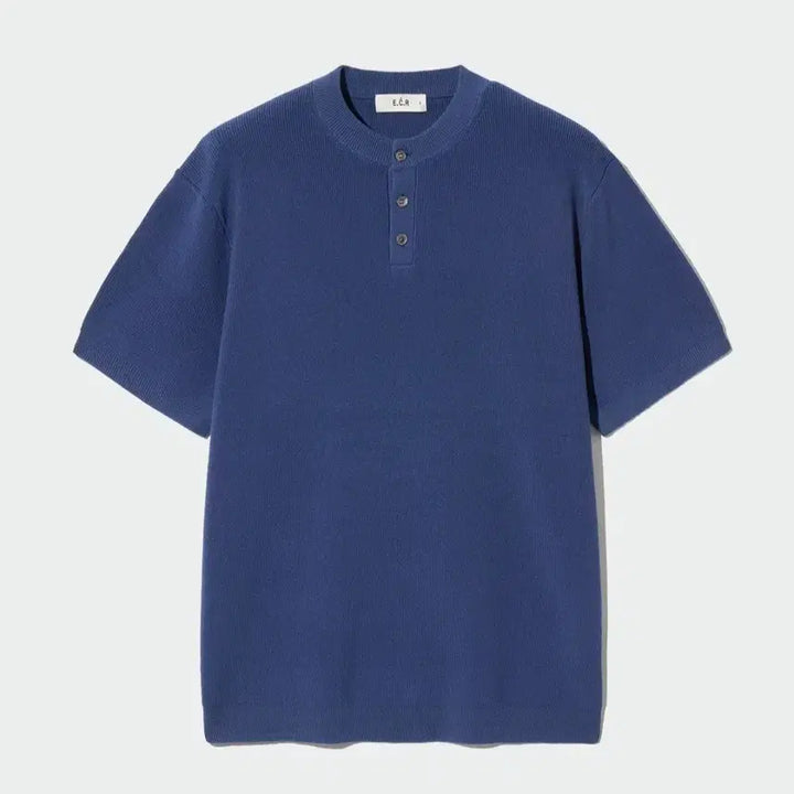 [BUNJANG] ECR Henly Neck Short Sleeve Knit Navy XL / 이꼬르 헨리넥 반팔 니트 네이비 XL