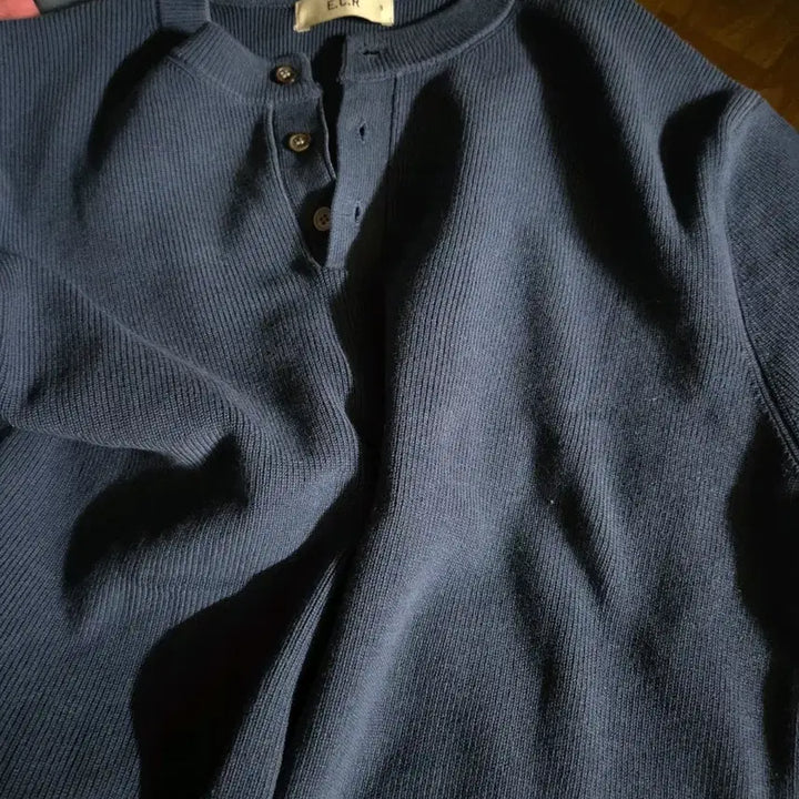 [BUNJANG] ECR Henly Neck Short Sleeve Knit Navy XL / 이꼬르 헨리넥 반팔 니트 네이비 XL