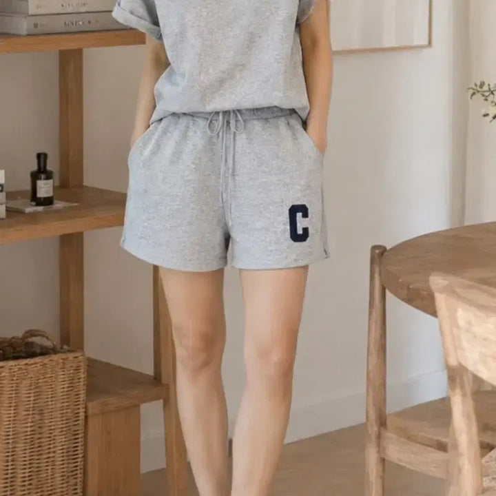 [BUNJANG] Gray C Logo Short Sleeve Set / 새상품 그레이 C 로고 반팔 세트