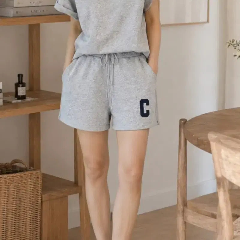 [BUNJANG] Gray C Logo Short Sleeve Set / 새상품 그레이 C 로고 반팔 세트