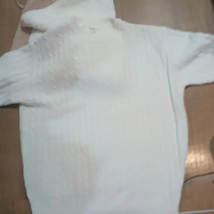 [BUNJANG] Cable Knit Short Sleeve Set (Ivory) / 케이블 니트 반팔 아이보리/ 대 소 세트