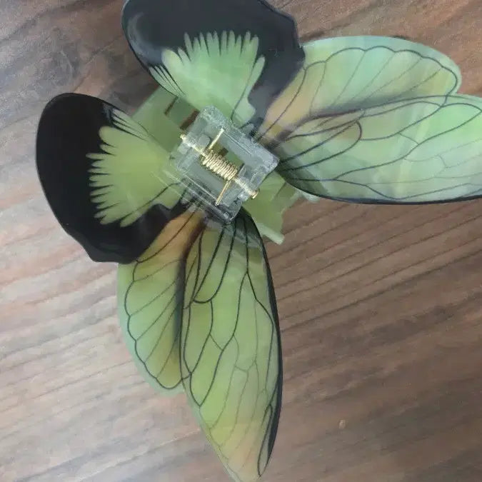[SOLD OUT] 나비 집게핀 녹색 블랙