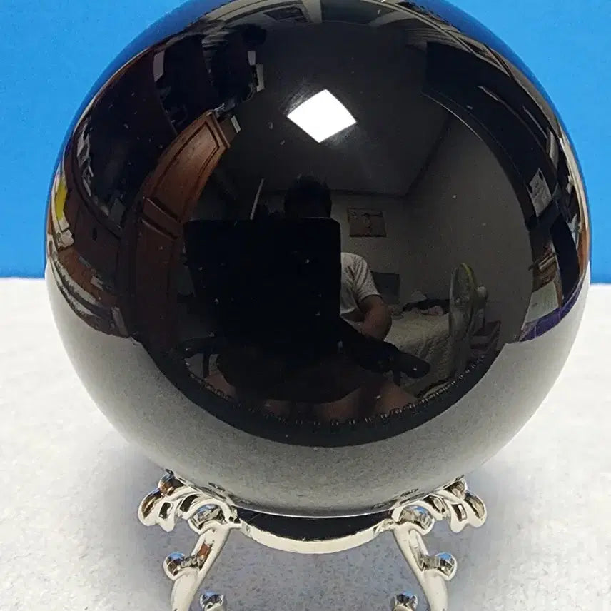 [BUNJANG] Natural Obsidian Sphere (8cm) with Stand / 천연 흑요석 대형 구체(7cm)+받침대