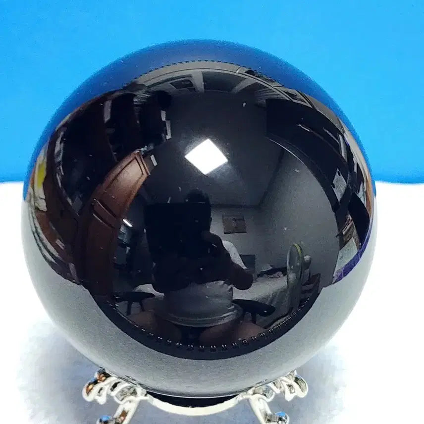 [BUNJANG] Natural Obsidian Sphere (8cm) with Stand / 천연 흑요석 대형 구체(7cm)+받침대