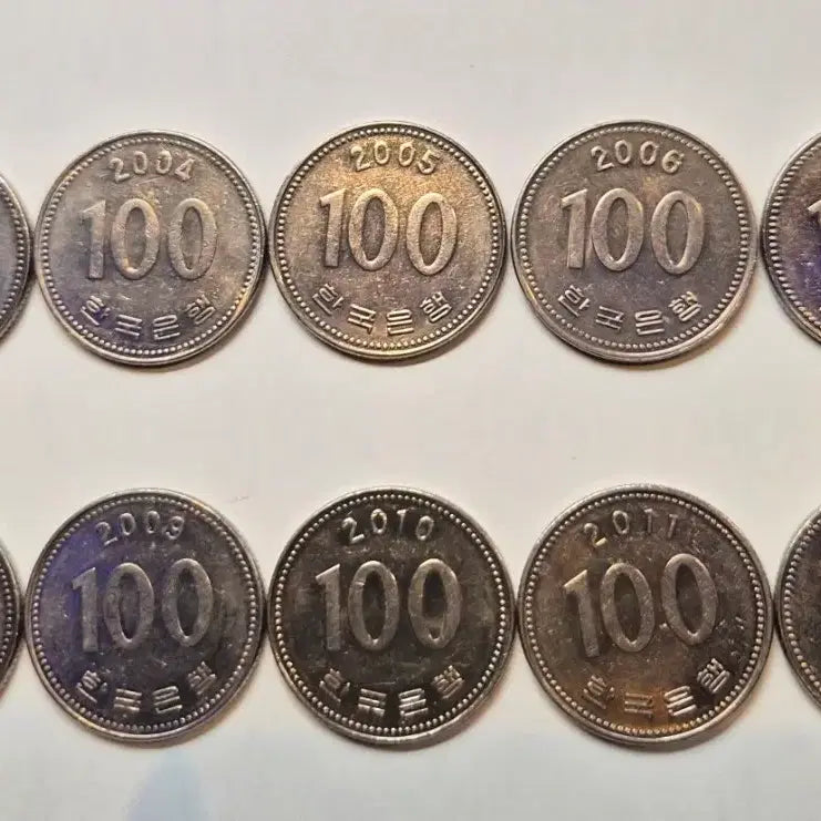 [BUNJANG] 100 Won Coin Bundle Set (2003-2012) / 2003~2012년 백원 동전 10개 일괄