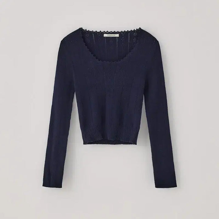 [BUNJANG] Thanat Wave Scallop Knit Top Navy / 새상품) 타낫 웨이브 스캘럽 니트 탑 네이비