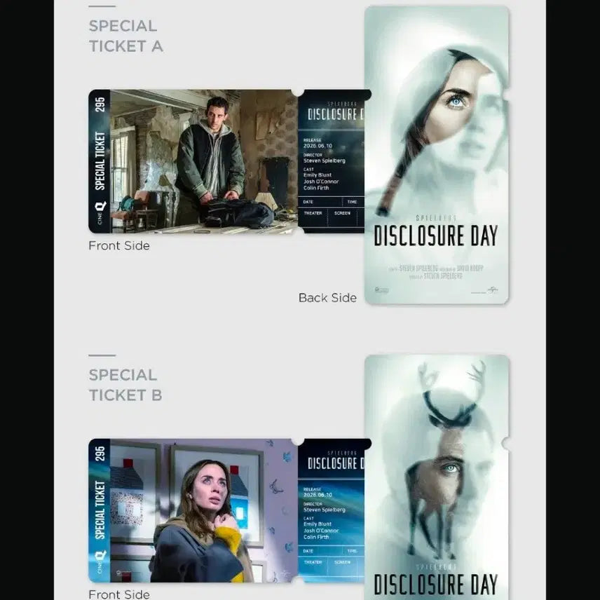 [BUNJANG] Disclosure Day Special Ticket &amp; Character Poster Set / 4종 1세트) 디스클로저 데이 스페셜 티켓+캐릭터 포스터 씨네큐 굿즈