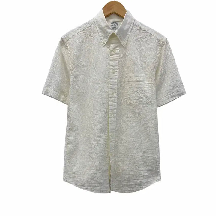 [BUNJANG] Brooks Brothers Seersucker Pocket Short Sleeve Shirt White (S) / 브룩스브라더스 시어서커 포켓 반팔 셔츠 화이트(S/국내95)