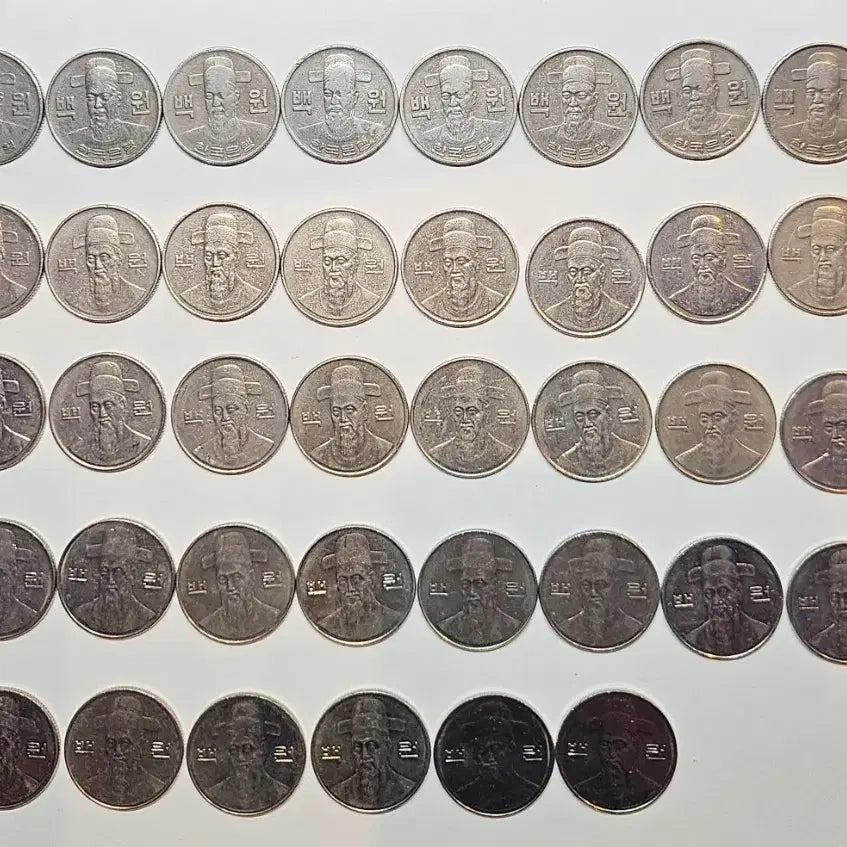 [BUNJANG] 1971-2019 100 Won Coin Collection Set (47 Variety) / 백원 1971~2019년 47종 줄세우기