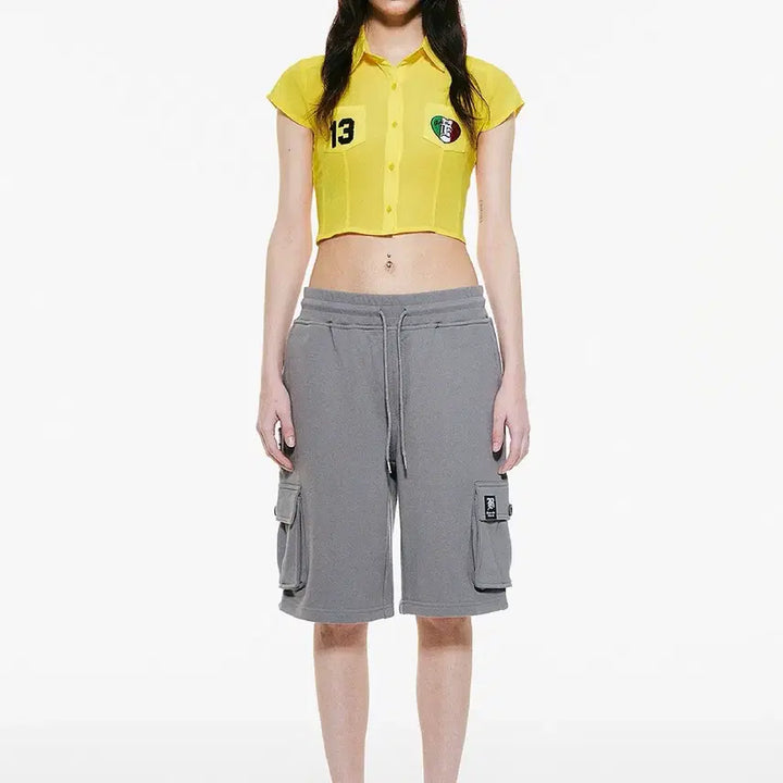 [BUNJANG] Badee Sweat Cargo Half Pants Charcoal / badee 배디 스웻 카고 하프 팬츠 차콜
