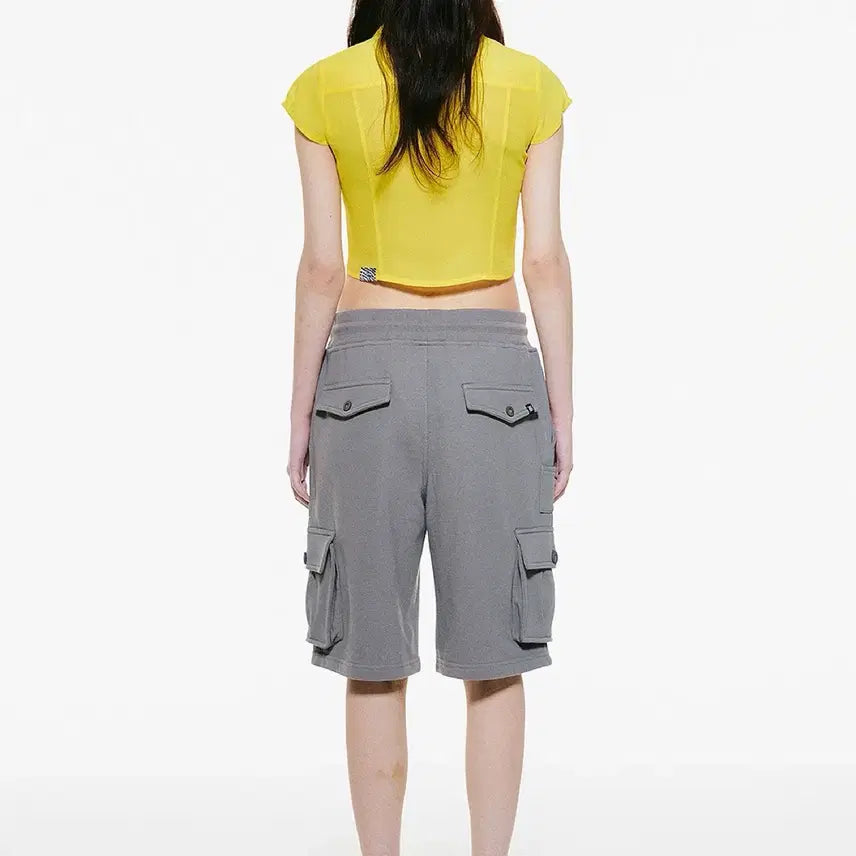 [BUNJANG] Badee Sweat Cargo Half Pants Charcoal / badee 배디 스웻 카고 하프 팬츠 차콜