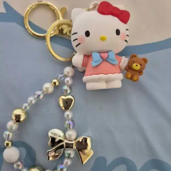 [BUNJANG] Hello Kitty &amp; Bear Angel Keyring Beads New / 곰돌이랑 헬로키티 천사키링비즈  새상품
