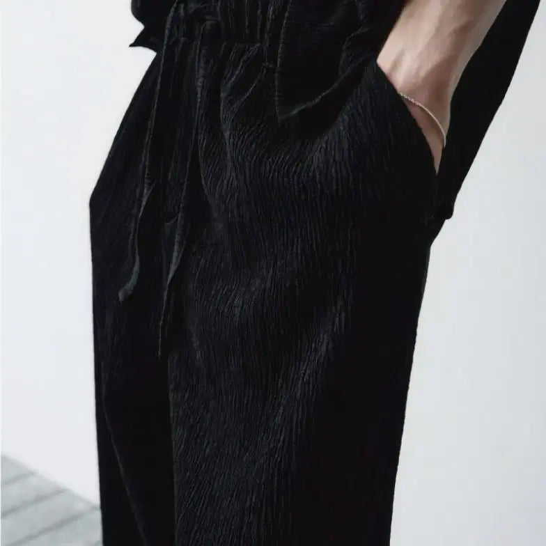 [BUNJANG] Noir Pleated Semi Oversized Wide Setup / 셋업) 노이어 플리츠 세미 오버, 와이드 셋업
